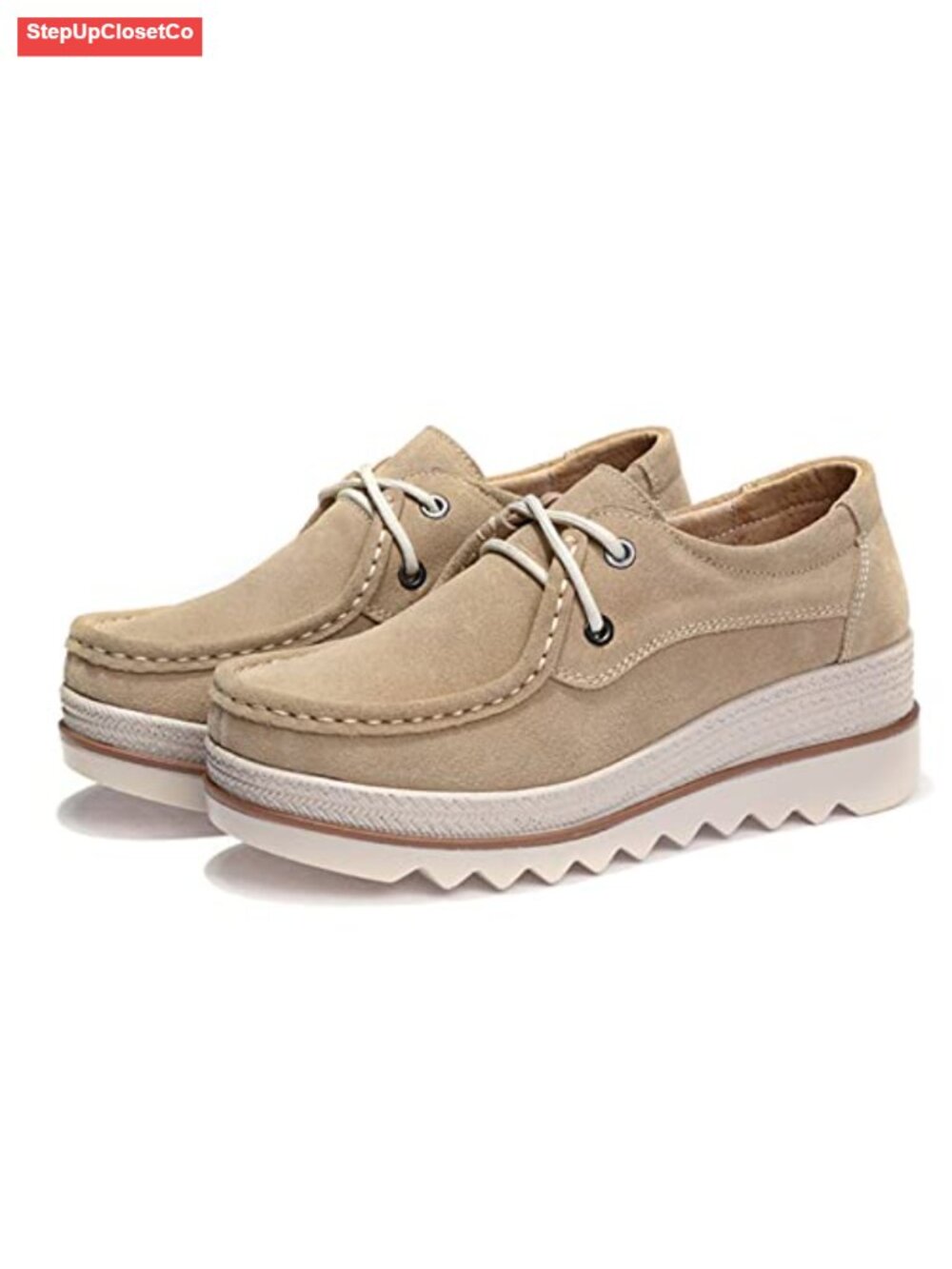 Suede Platform Loafers Slip-On Women's Comfortable Wedge Heels